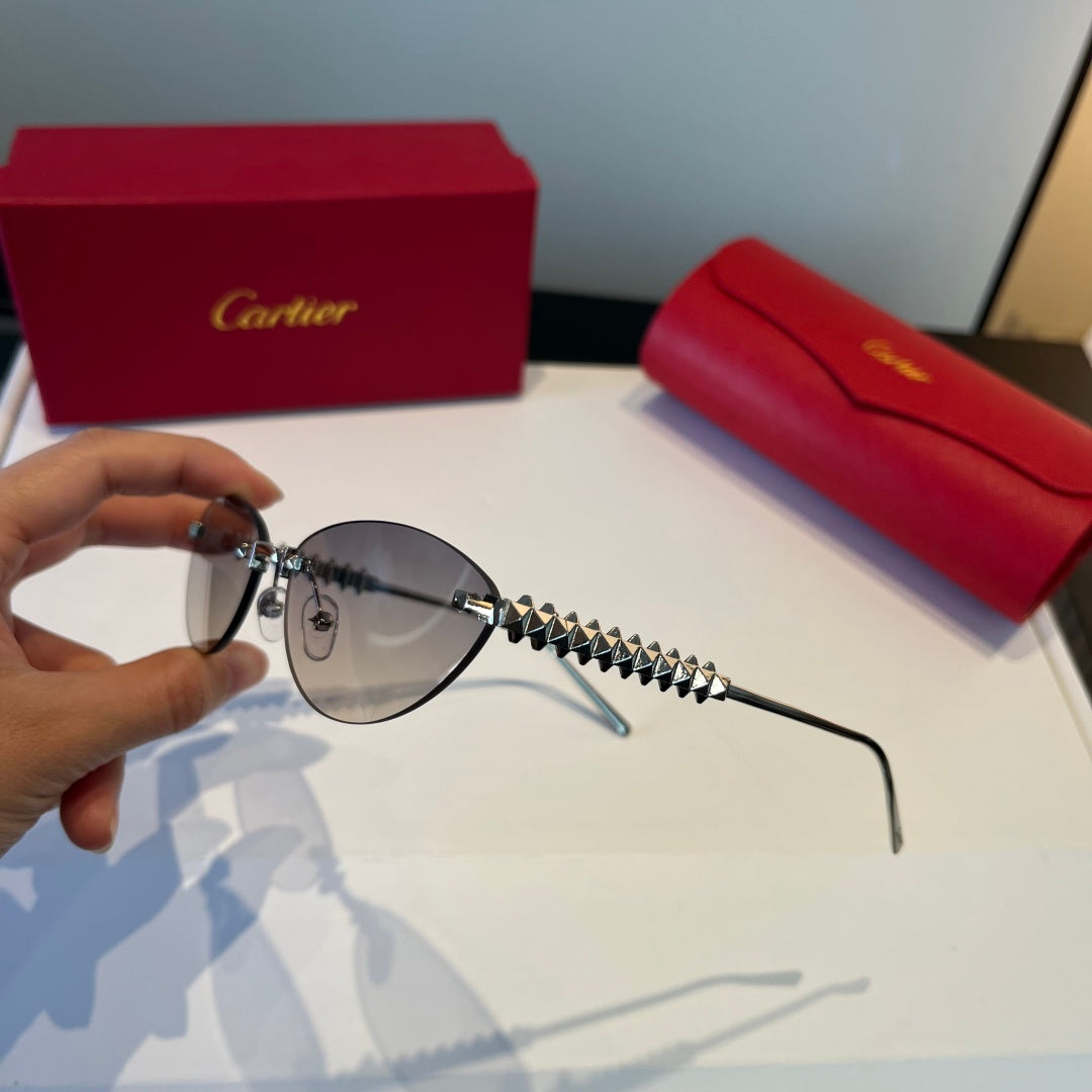 Cartier Lightweight Metal Rimless Silver Lens Sunglasses for Men & Wo - 867185 - detail image 5