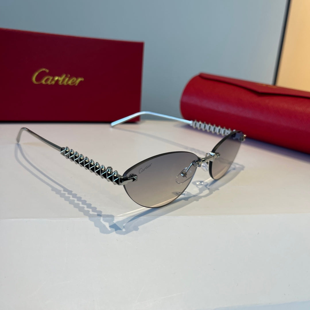 Cartier Lightweight Metal Rimless Silver Lens Sunglasses for Men & Wo - 867185