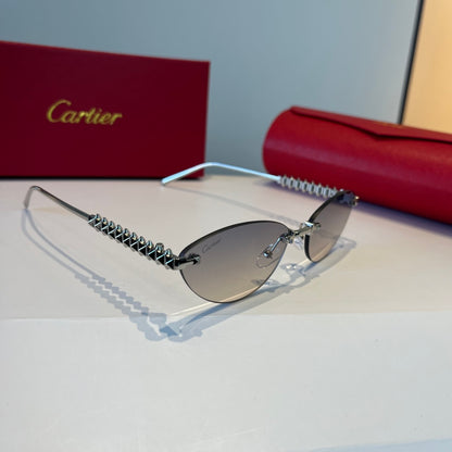 Cartier Lightweight Metal Rimless Silver Lens Sunglasses for Men & Wo - 867185