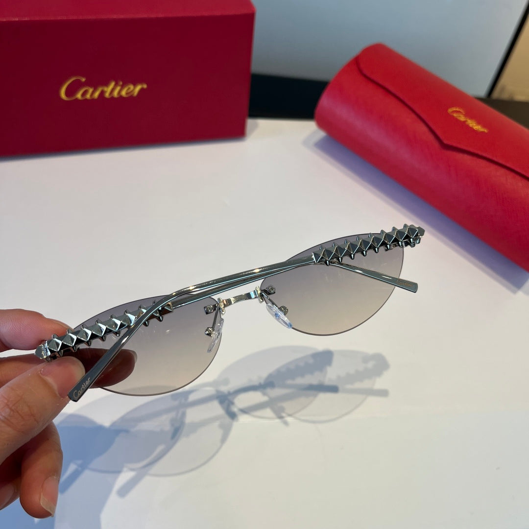 Cartier Lightweight Metal Rimless Silver Lens Sunglasses for Men & Wo - 998264 - detail image 6
