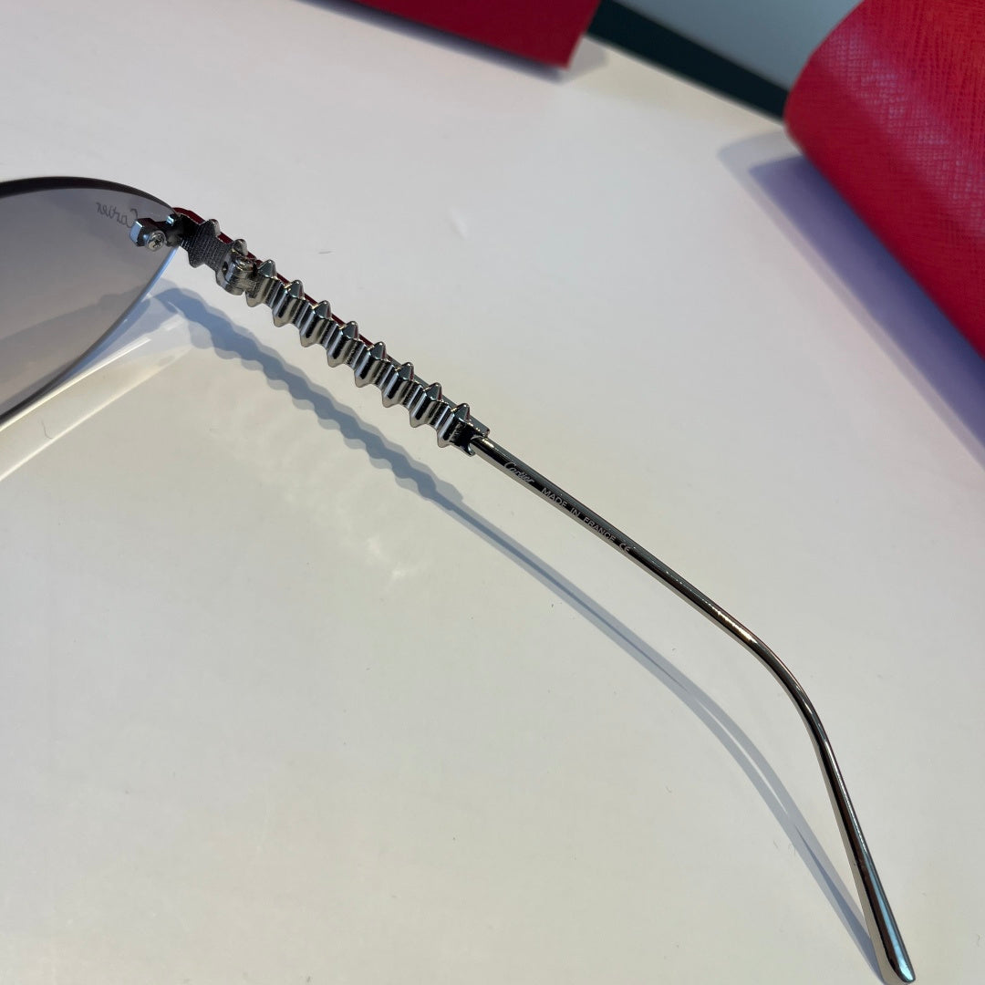 Cartier Lightweight Metal Rimless Silver Lens Sunglasses for Men & Wo - 867185 - detail image 7