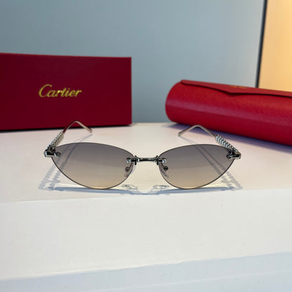 Cartier Lightweight Metal Rimless Silver Lens Sunglasses for Men & Wo - 867185 - detail image 2