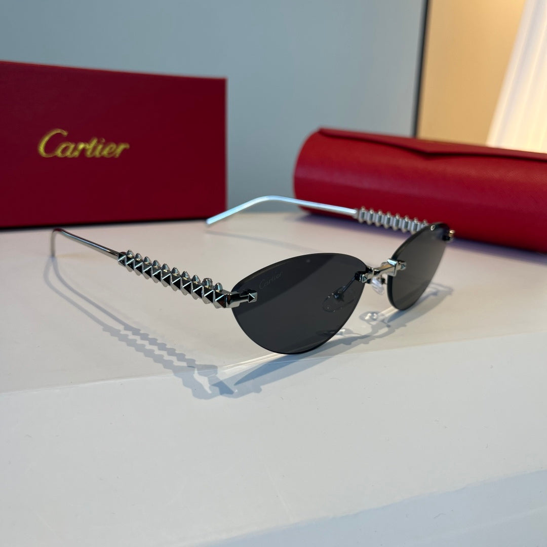 Cartier Lightweight Metal Rimless Silver Lens Sunglasses for Men & Wo - 998265