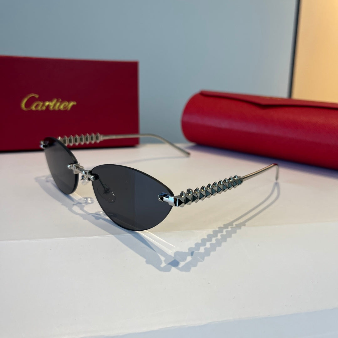 Cartier Lightweight Metal Rimless Silver Lens Sunglasses for Men & Wo - 998265 - detail image 3
