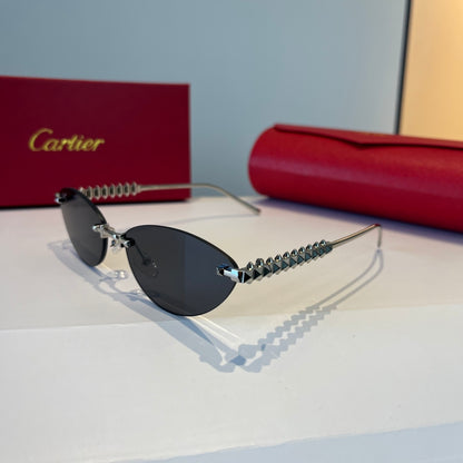 Cartier Lightweight Metal Rimless Silver Lens Sunglasses for Men & Wo - 998265 - detail image 3