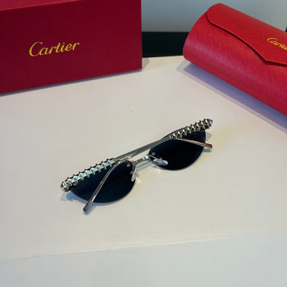 Cartier Lightweight Metal Rimless Silver Lens Sunglasses for Men & Wo - 998265 - detail image 5