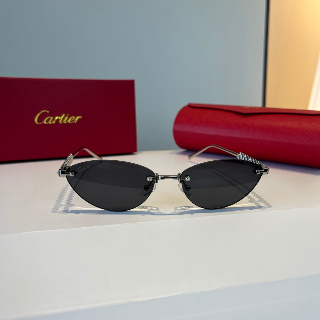 Cartier Lightweight Metal Rimless Silver Lens Sunglasses for Men & Wo - 867186 - detail image 2
