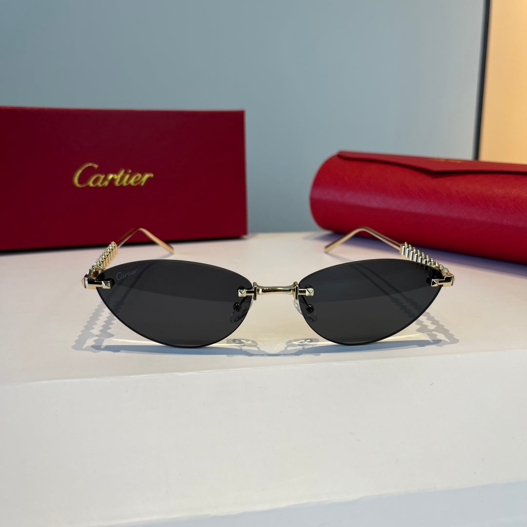 Cartier Lightweight Metal Rimless Silver Lens Sunglasses for Men & Wo - 998266 - detail image 2