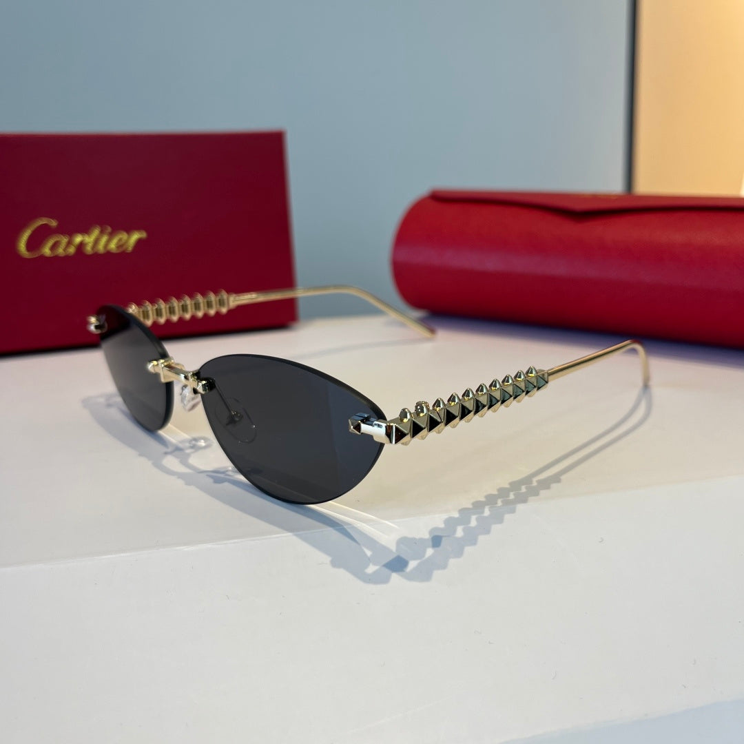Cartier Lightweight Metal Rimless Silver Lens Sunglasses for Men & Wo - 998266 - detail image 3