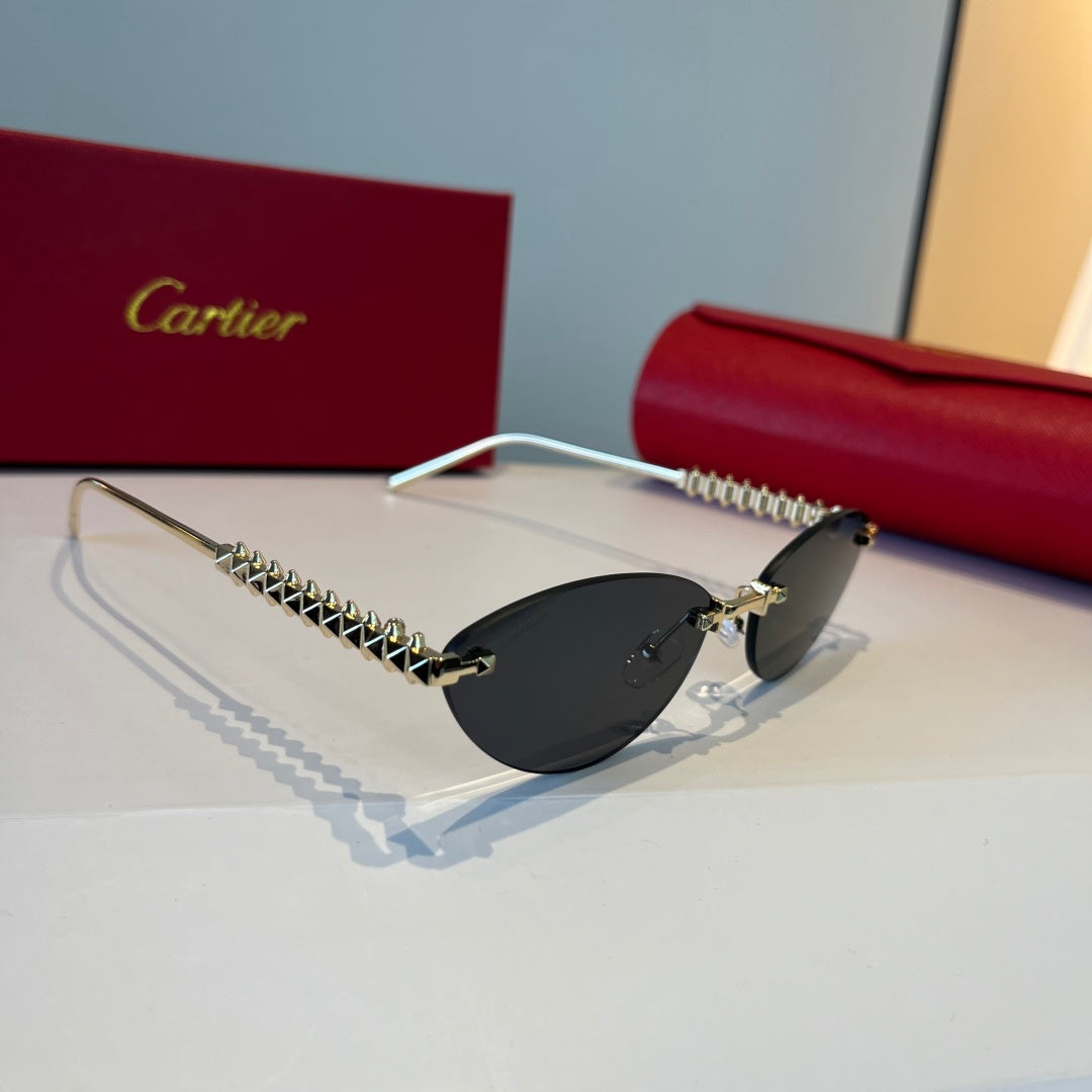 Cartier Lightweight Metal Rimless Silver Lens Sunglasses for Men & Wo - 998266