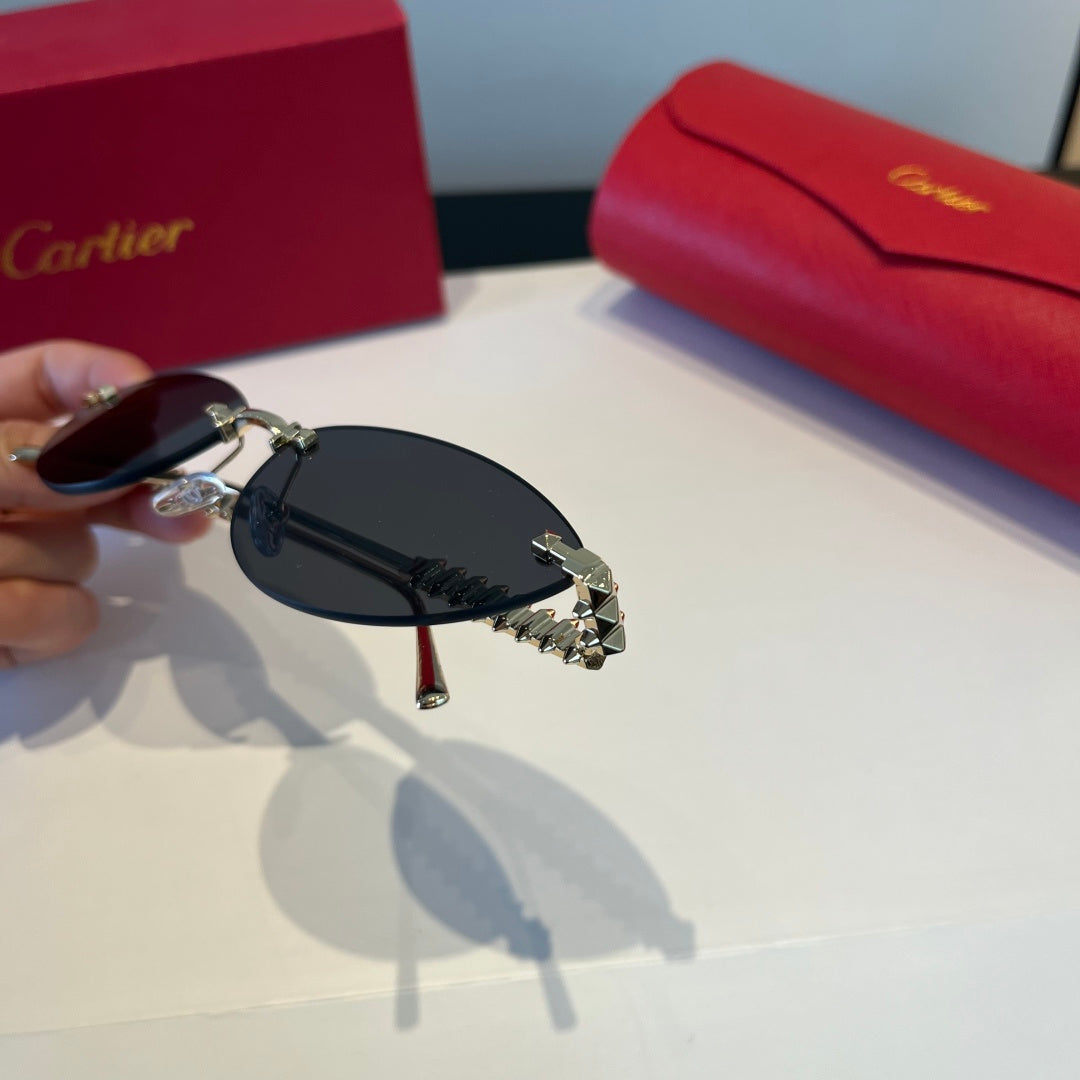 Cartier Lightweight Metal Rimless Silver Lens Sunglasses for Men & Wo - 998266 - detail image 5