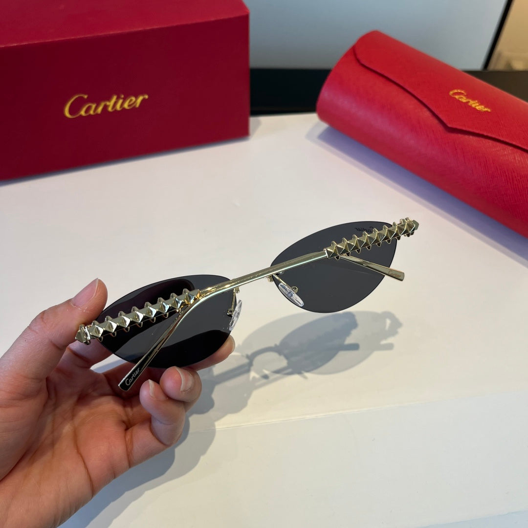 Cartier Lightweight Metal Rimless Silver Lens Sunglasses for Men & Wo - 867187 - detail image 4