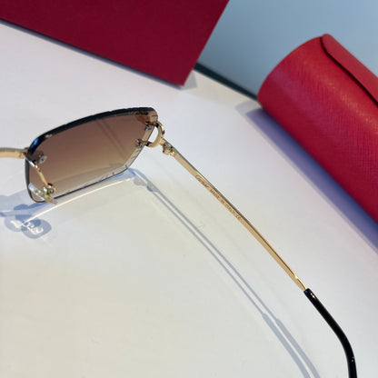 Cartier Lightweight Metal Rimless Brown Lens Sunglasses for Men & Wom - 998252 - detail image 4