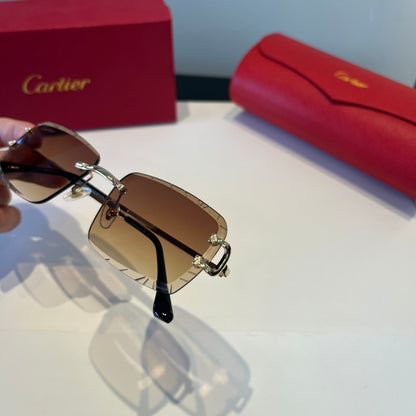 Cartier Lightweight Metal Rimless Brown Lens Sunglasses for Men & Wom - 398986 - detail image 6