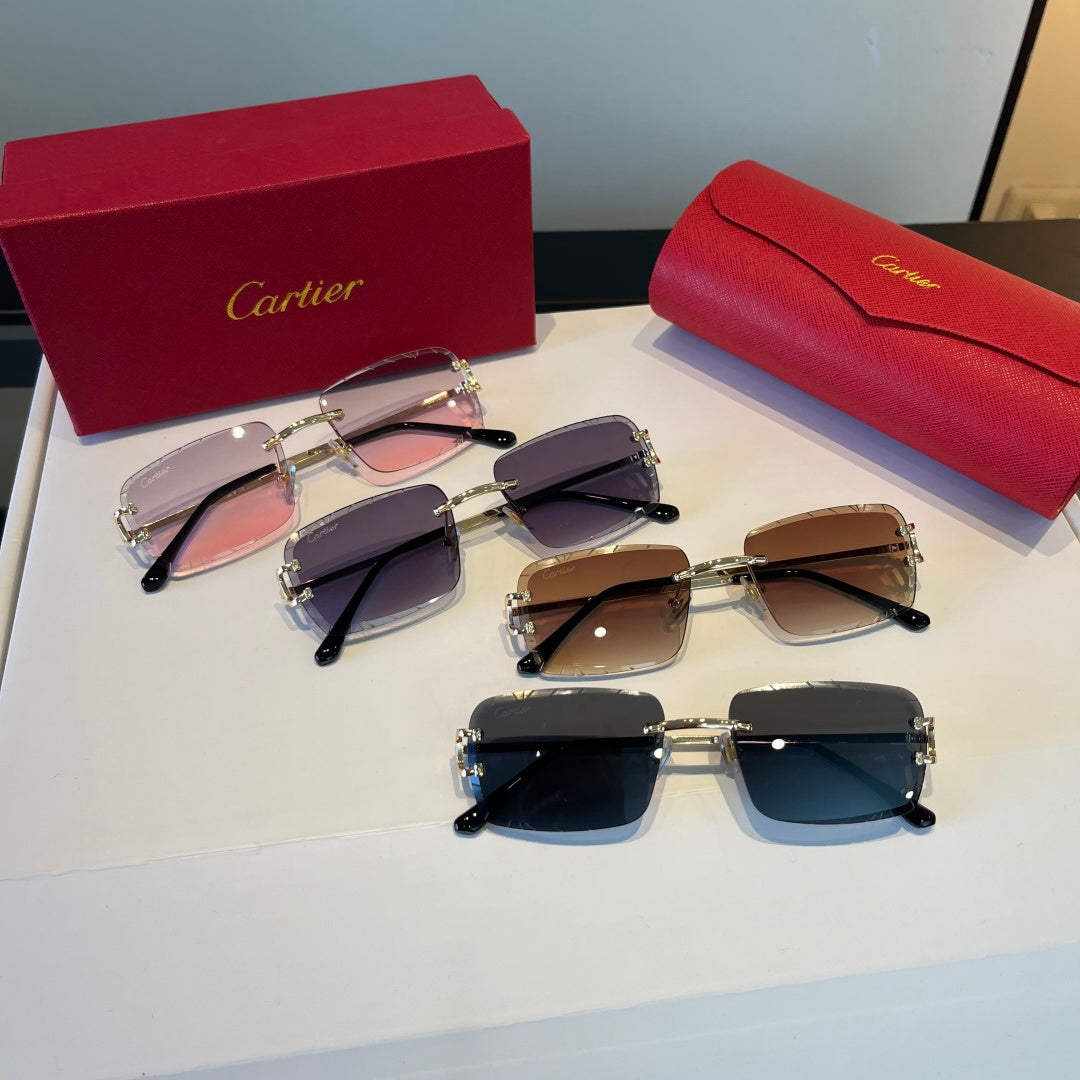 Cartier Lightweight Metal Rimless Brown Lens Sunglasses for Men & Wom - 398986 - detail image 8