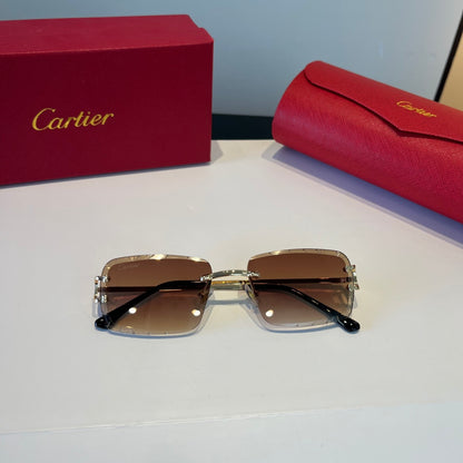 Cartier Lightweight Metal Rimless Brown Lens Sunglasses for Men & Wom - 998252 - detail image 7