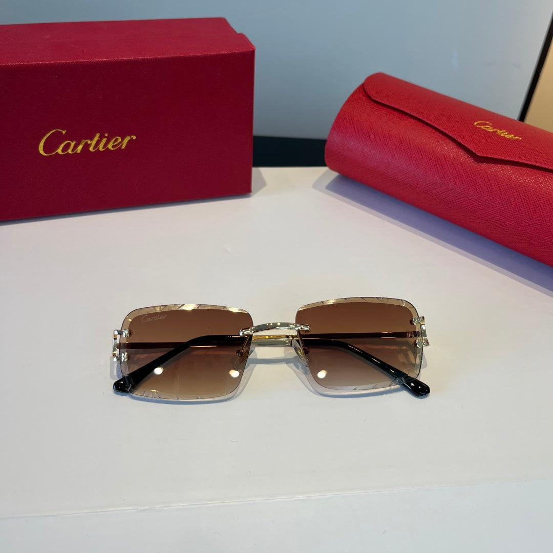 Cartier Lightweight Metal Rimless Brown Lens Sunglasses for Men & Wom - 867172 - detail image 7