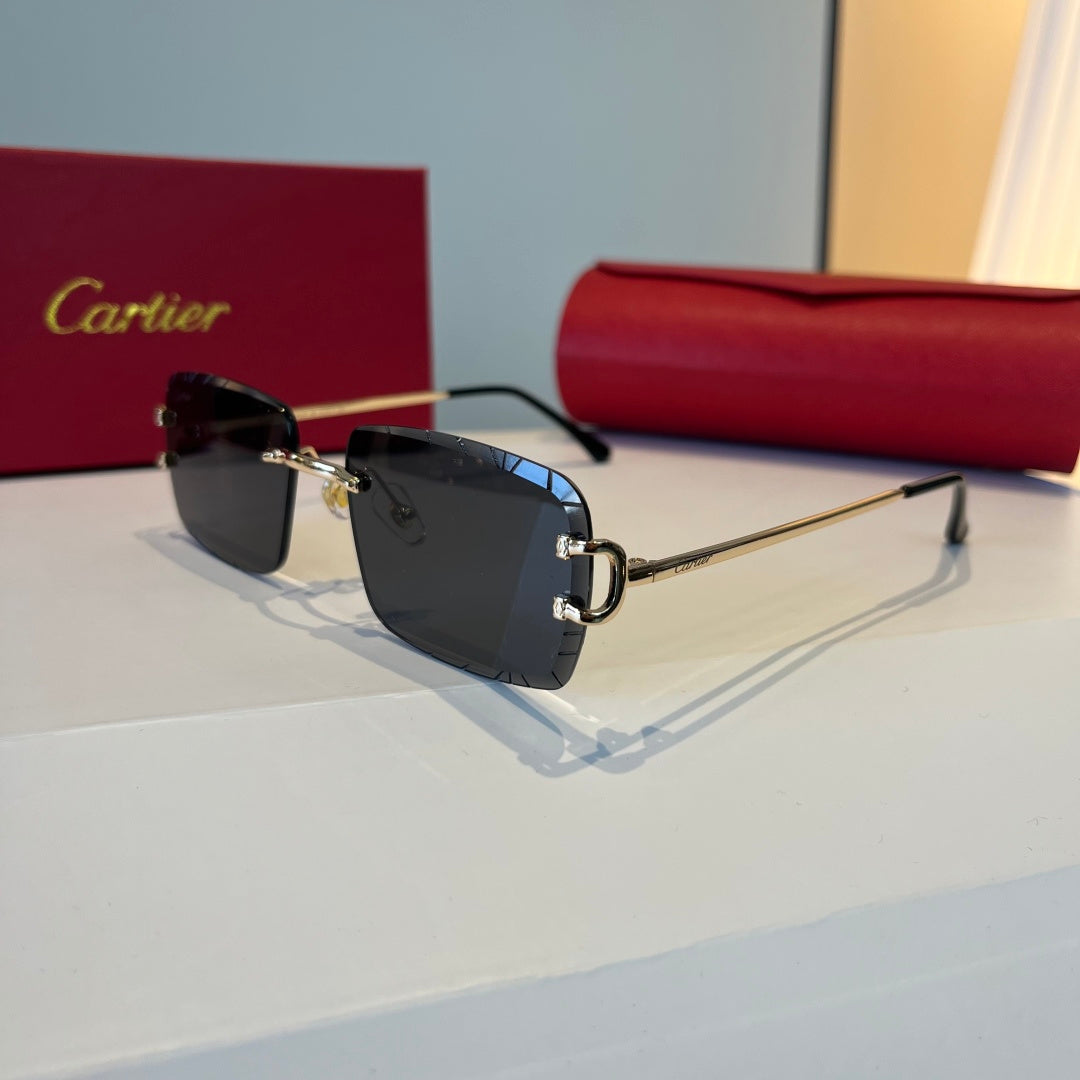 Cartier Lightweight Metal Rimless Black Lens Sunglasses for Men & Wom - 998253 - detail image 2