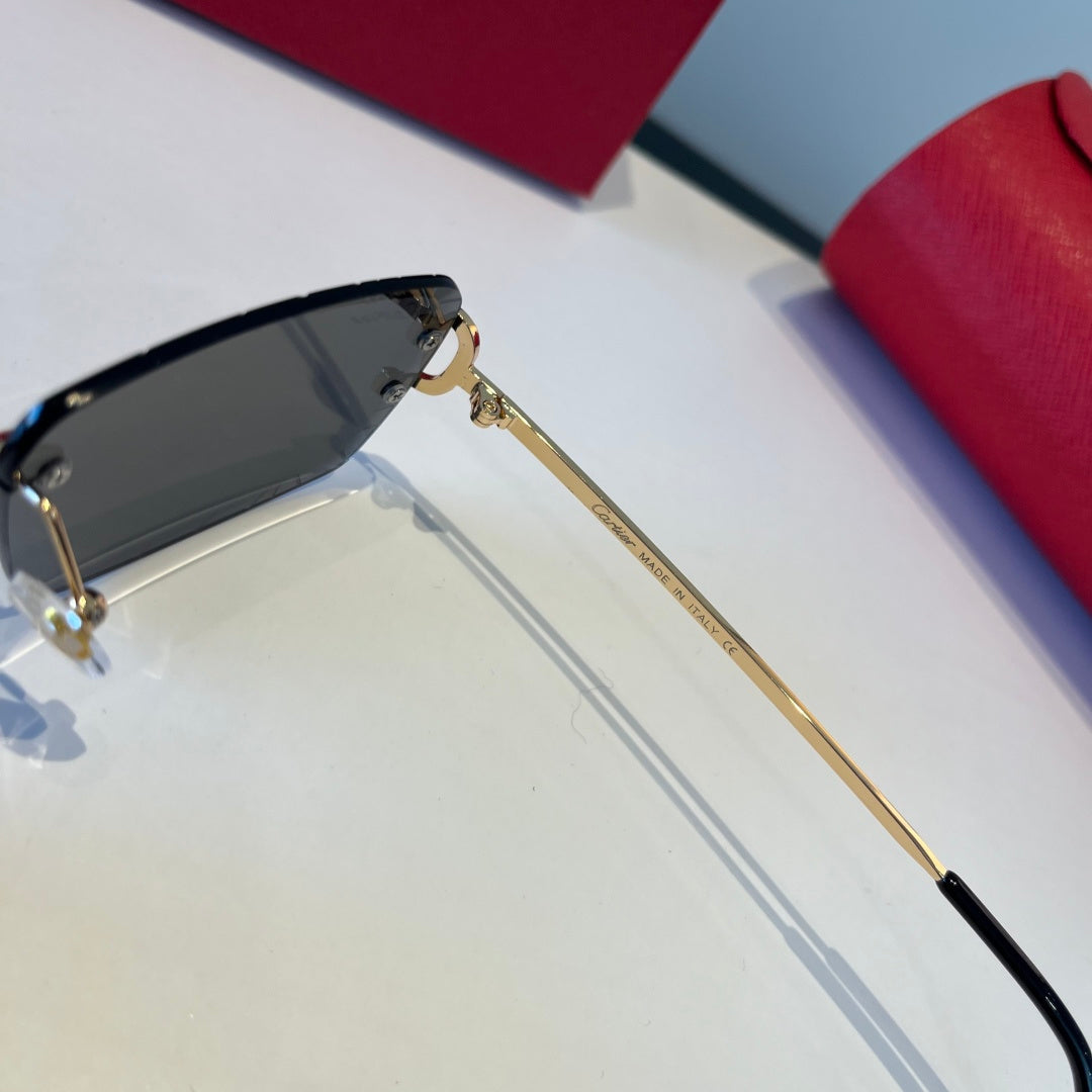 Cartier Lightweight Metal Rimless Black Lens Sunglasses for Men & Wom - 867173 - detail image 3