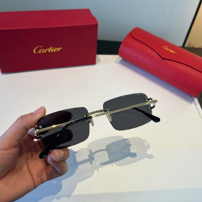 Cartier Lightweight Metal Rimless Black Lens Sunglasses for Men & Wom - 998253 - detail image 4
