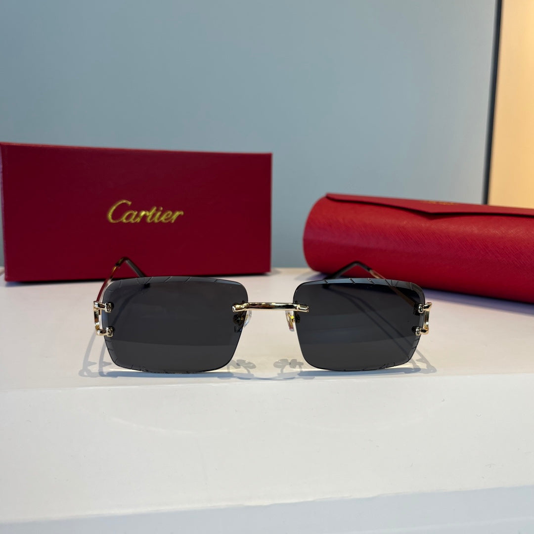 Cartier Lightweight Metal Rimless Black Lens Sunglasses for Men & Wom - 867173