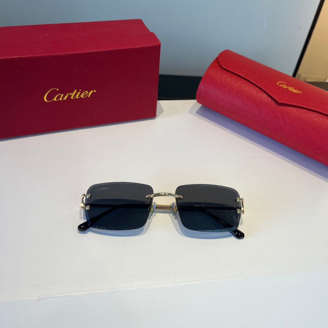 Cartier Lightweight Metal Rimless Black Lens Sunglasses for Men & Wom - 867173 - detail image 6