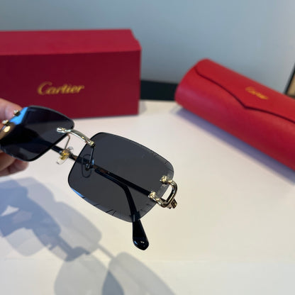 Cartier Lightweight Metal Rimless Black Lens Sunglasses for Men & Wom - 867173 - detail image 5
