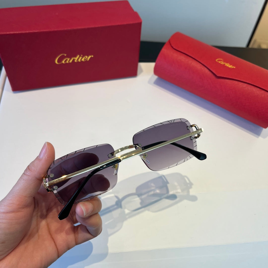 Cartier Lightweight Metal Rimless Silver Lens Sunglasses for Men & Wo - 998254 - detail image 6