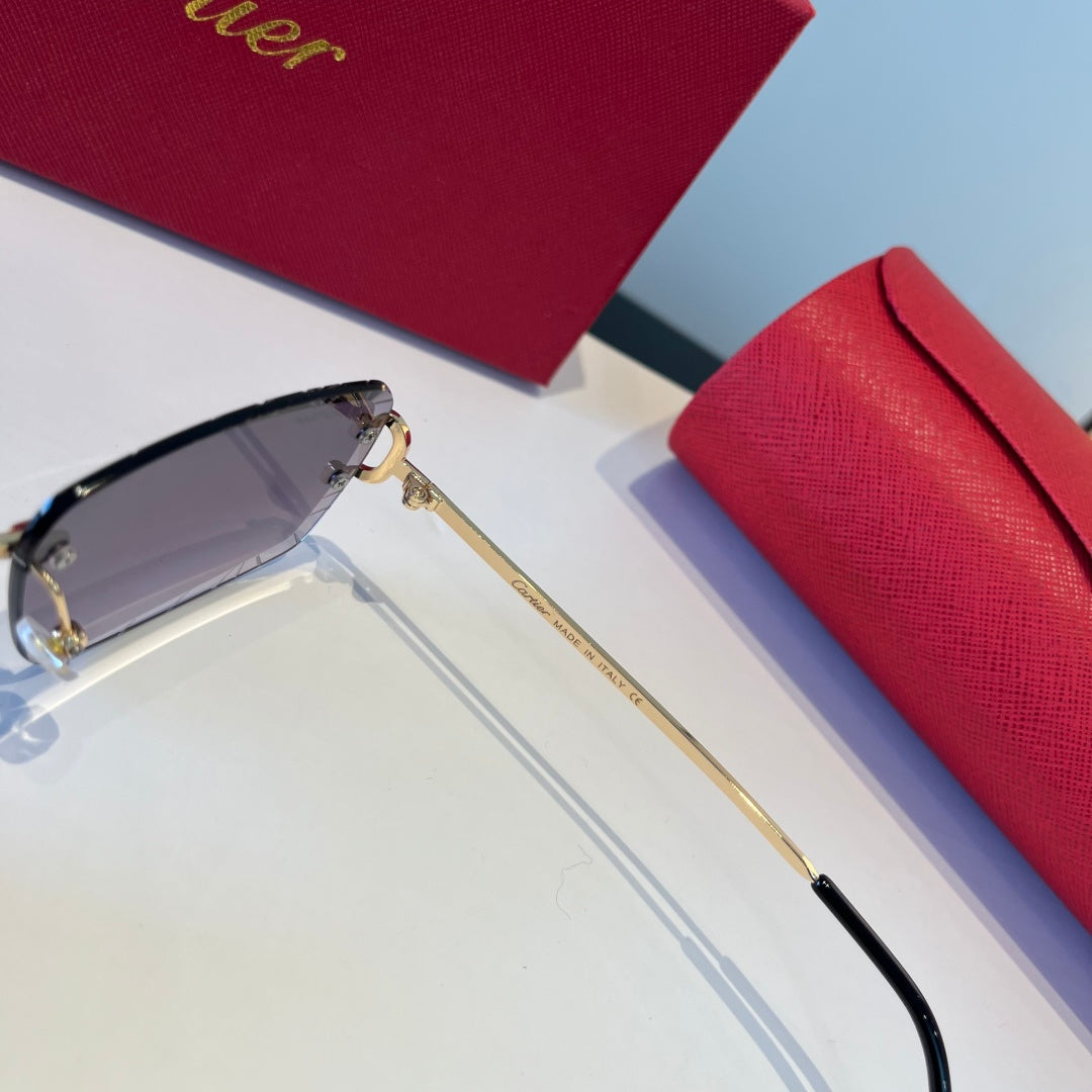 Cartier Lightweight Metal Rimless Silver Lens Sunglasses for Men & Wo - 398988 - detail image 4