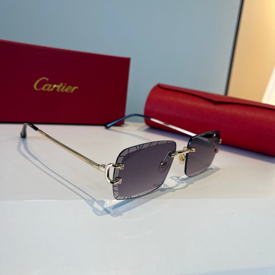 Cartier Lightweight Metal Rimless Silver Lens Sunglasses for Men & Wo - 398988