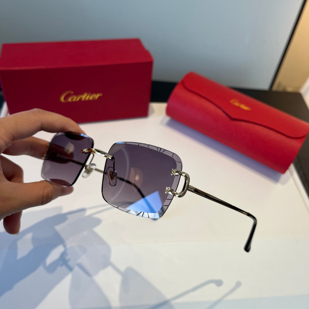 Cartier Lightweight Metal Rimless Silver Lens Sunglasses for Men & Wo - 398988 - detail image 5