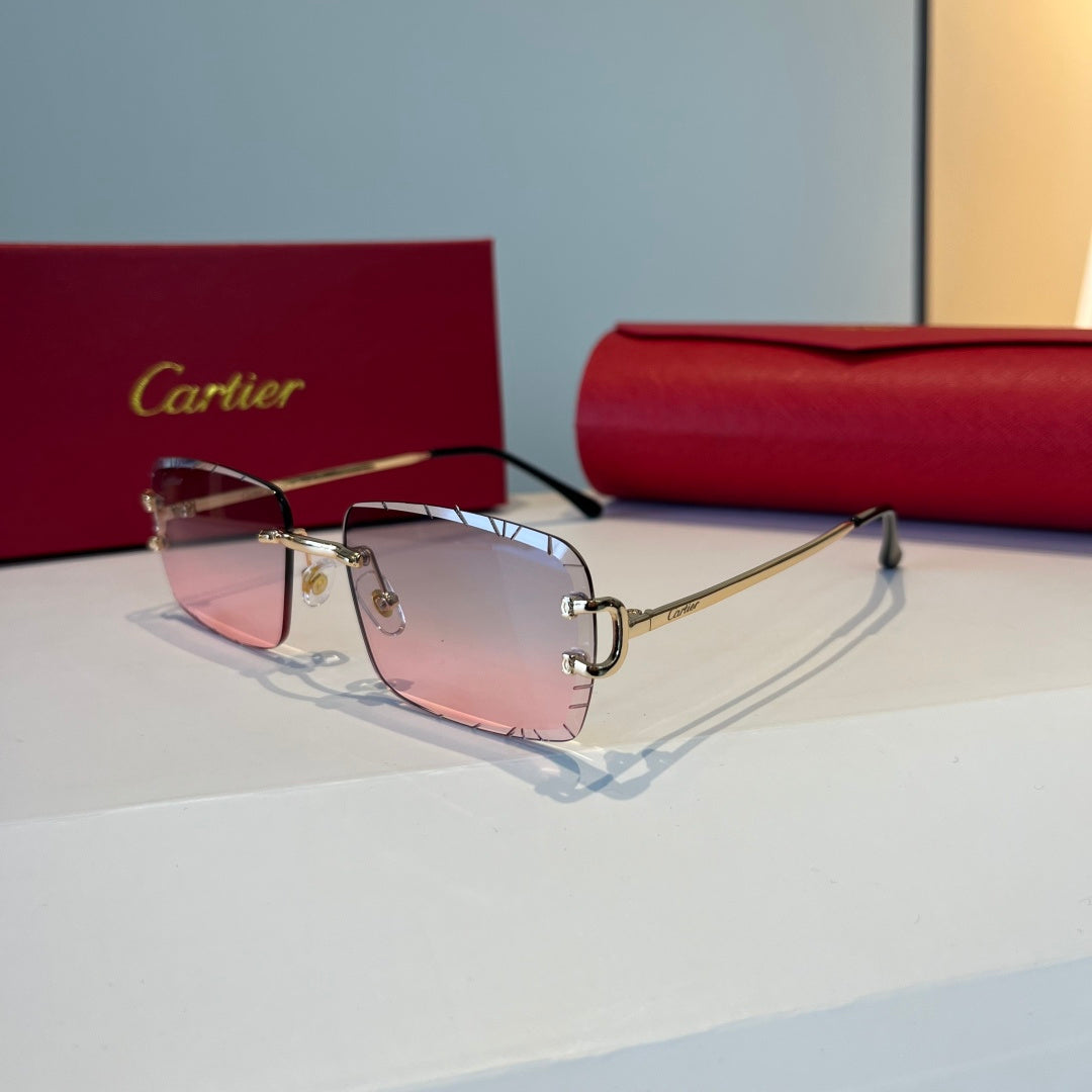 Cartier Lightweight Metal Rimless Silver Lens Sunglasses for Men & Wo - 398989 - detail image 3