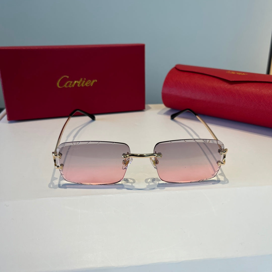 Cartier Lightweight Metal Rimless Silver Lens Sunglasses for Men & Wo - 867175