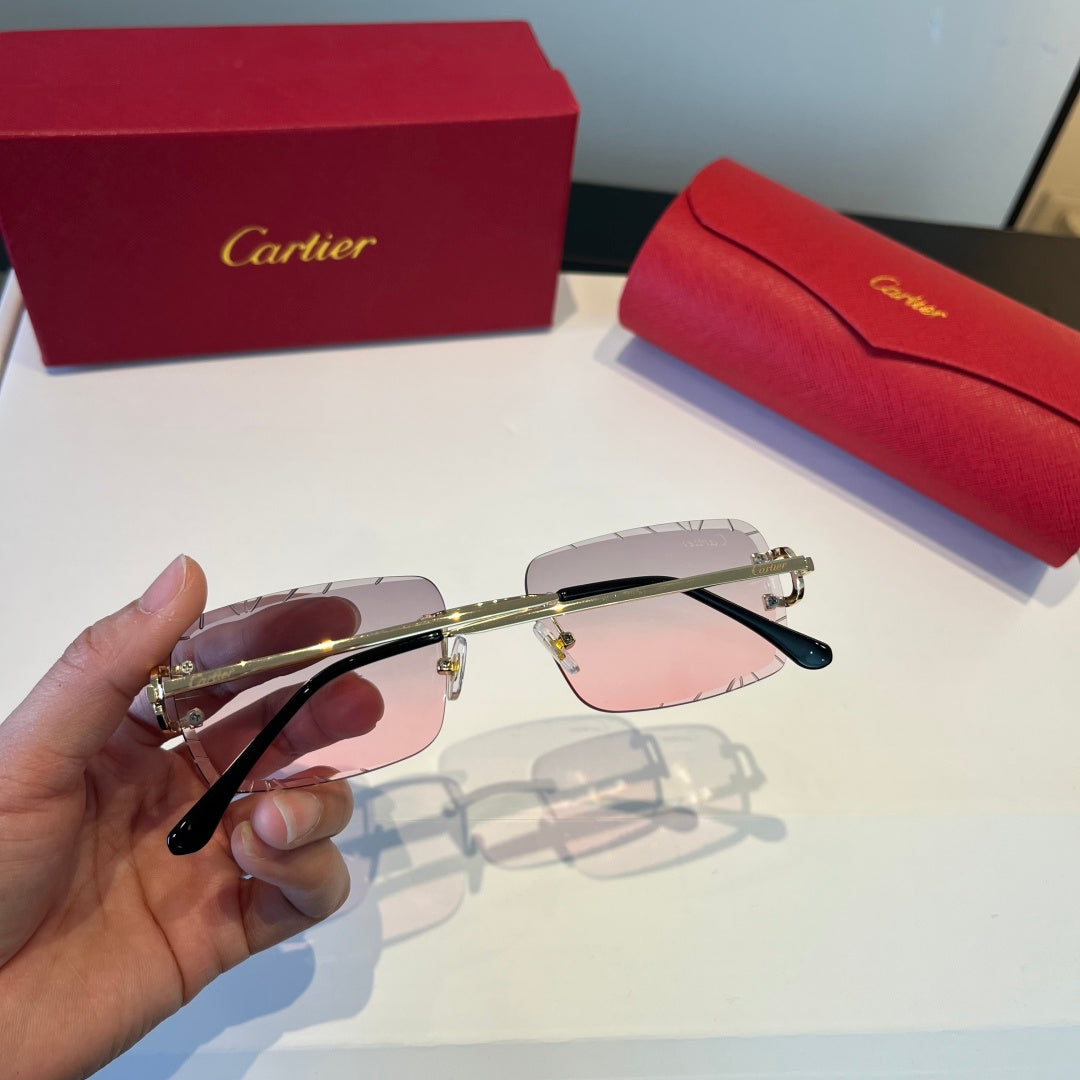 Cartier Lightweight Metal Rimless Silver Lens Sunglasses for Men & Wo - 398989 - detail image 6