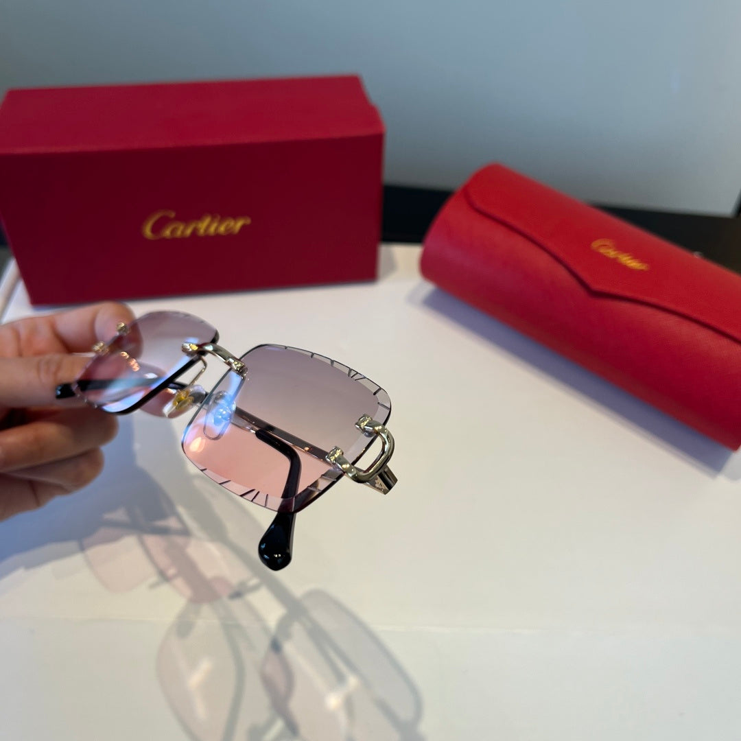 Cartier Lightweight Metal Rimless Silver Lens Sunglasses for Men & Wo - 998255 - detail image 8