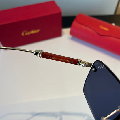 Cartier Lightweight Metal Rimless Red Lens Sunglasses for Men & Women - 998256 - detail image 5