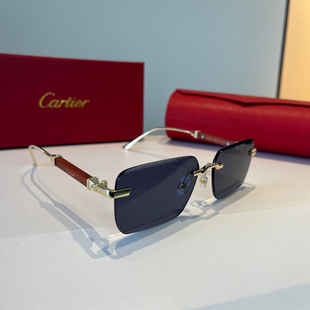 Cartier Lightweight Metal Rimless Red Lens Sunglasses for Men & Women - 998256