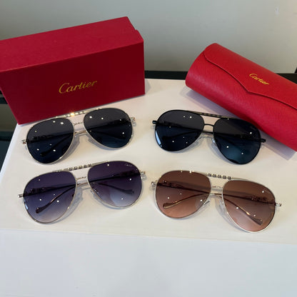 Cartier Lightweight Metal Rimless Brown Lens Sunglasses for Men & Wom - 998269 - detail image 10
