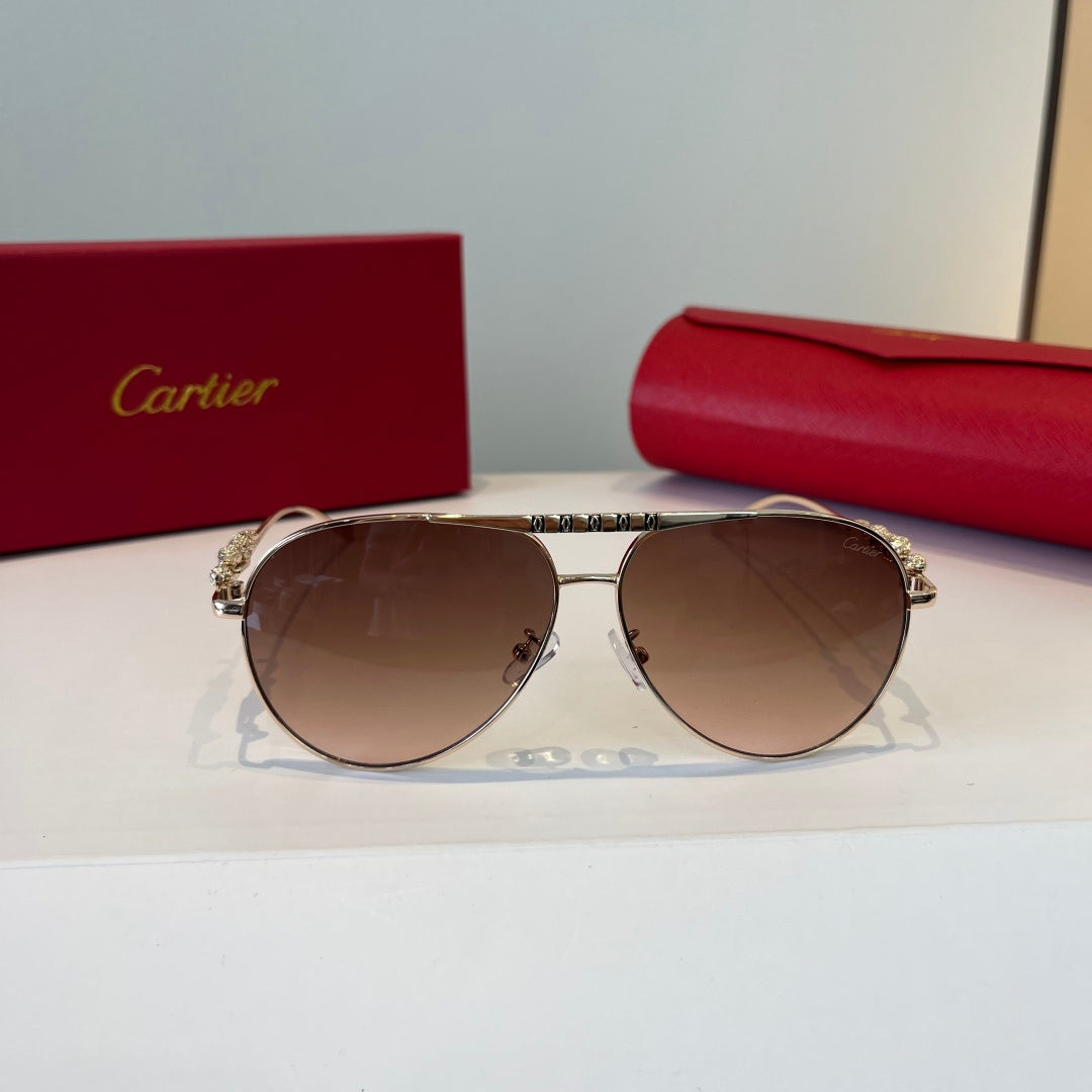 Cartier Lightweight Metal Rimless Brown Lens Sunglasses for Men & Wom - 867190 - detail image 2
