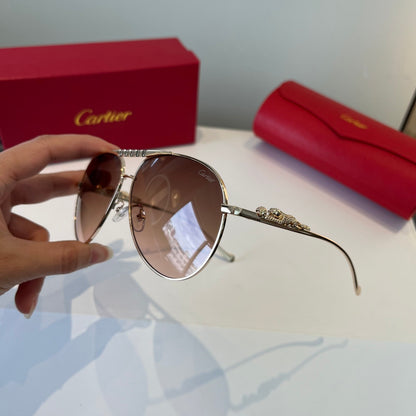 Cartier Lightweight Metal Rimless Brown Lens Sunglasses for Men & Wom - 867190 - detail image 4