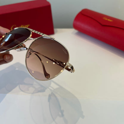 Cartier Lightweight Metal Rimless Brown Lens Sunglasses for Men & Wom - 867190 - detail image 6