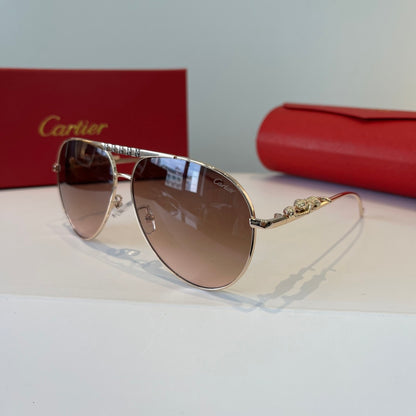 Cartier Lightweight Metal Rimless Brown Lens Sunglasses for Men & Wom - 998269 - detail image 3