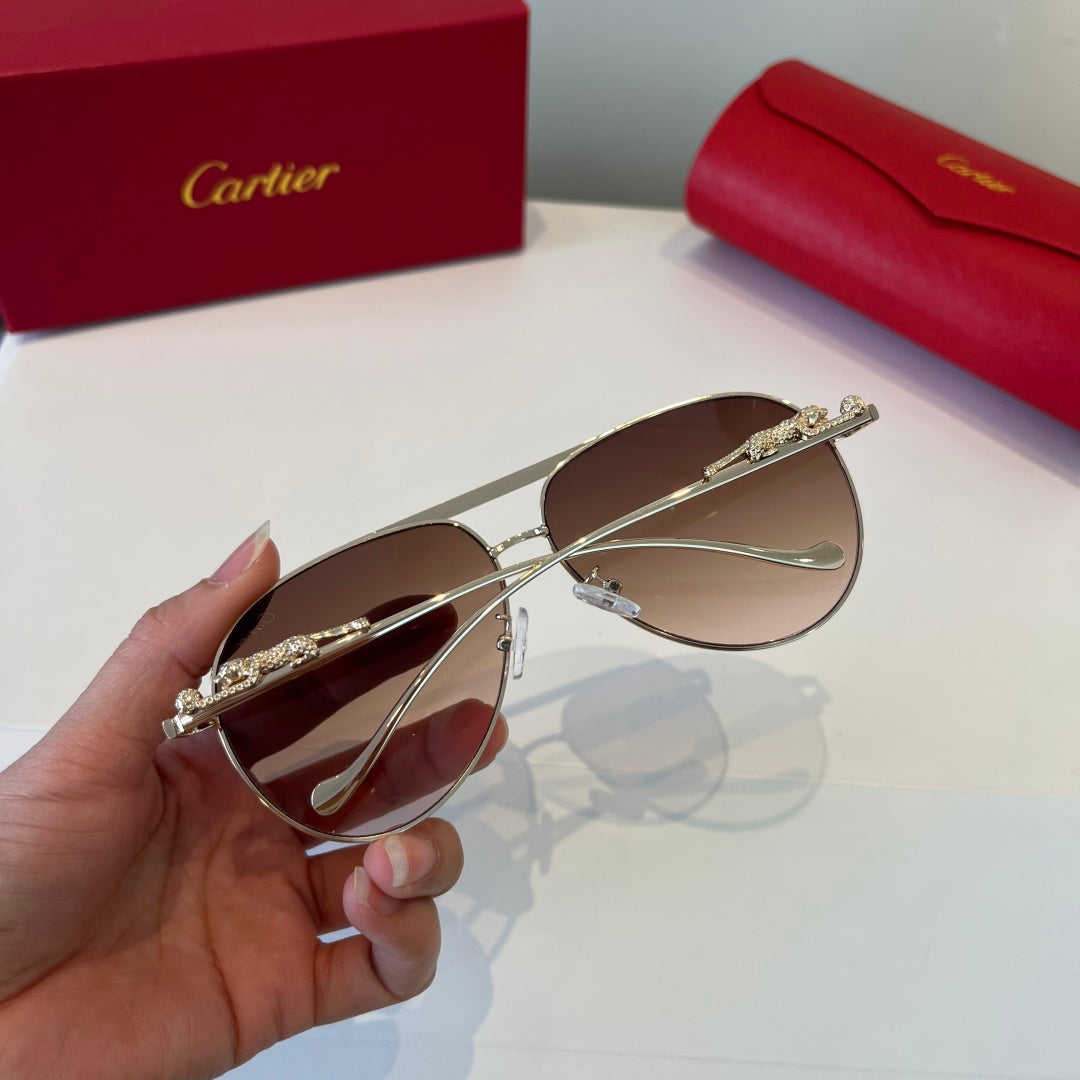 Cartier Lightweight Metal Rimless Brown Lens Sunglasses for Men & Wom - 449503 - detail image 8