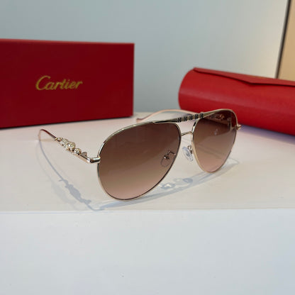 Cartier Lightweight Metal Rimless Brown Lens Sunglasses for Men & Wom - 432269