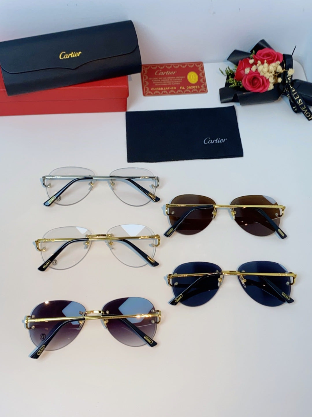 Cartier Lightweight Rimless Silver Lens Sunglasses for Men & Women - 432287 - detail image 11
