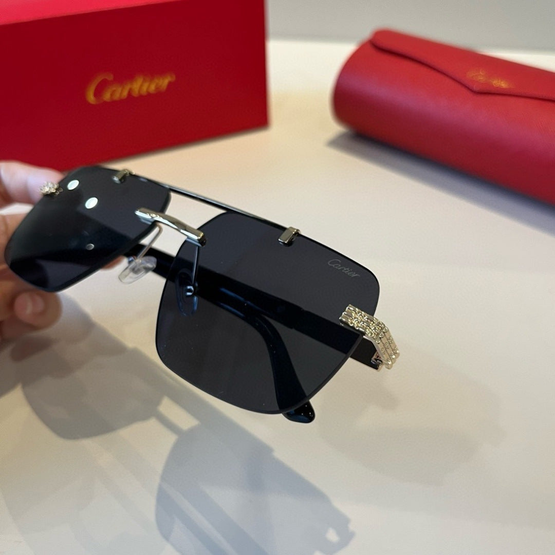 Cartier Lightweight Metal Rimless Silver Lens Sunglasses for Men & Wo - 449461 - detail image 4