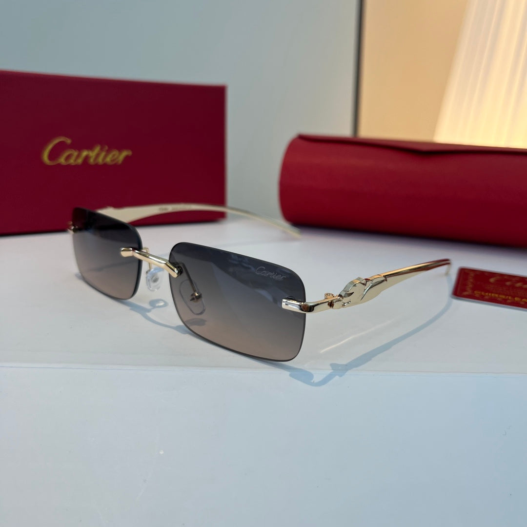 Cartier Lightweight Metal Rimless Blue Lens Sunglasses for Men & Wome - 382832 - detail image 3