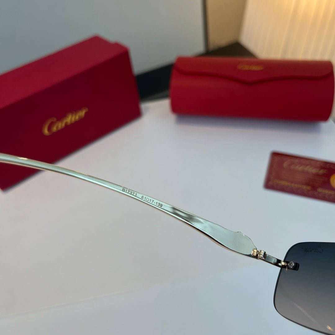 Cartier Lightweight Metal Rimless Blue Lens Sunglasses for Men & Wome - 382832 - detail image 9