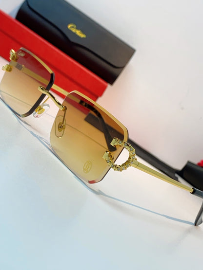 Cartier Lightweight Rimless Orange Lens Sunglasses for Men & Women - 449489 - detail image 7