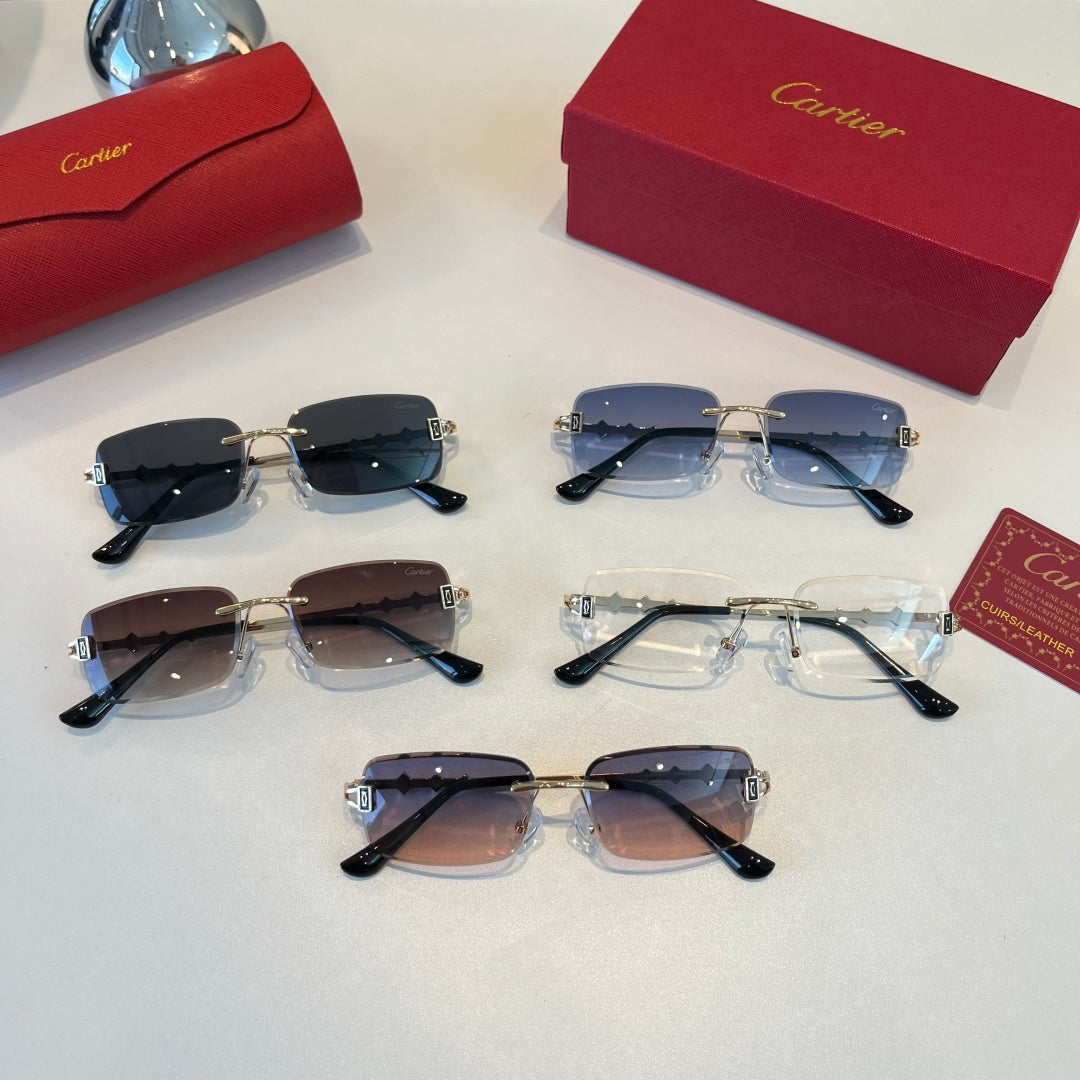 Cartier Lightweight Metal Rimless Blue Lens Sunglasses for Men & Wome - 432389 - detail image 9